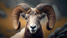 AI Generative Illustration Graphic Design Art Closeup View Of The Sheep And Rams In The Fields