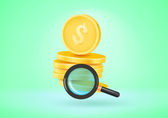 Poster - Searching for money concept. 3d vector illustration
