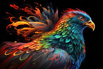 Wall Mural - colorful phoenix created using AI Generative Technology