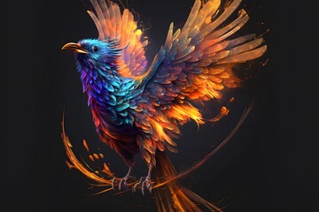 Wall Mural - colorful phoenix created using AI Generative Technology