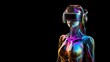 © otto Song - Humanoid Female robot wearing VR headset. Generative Ai