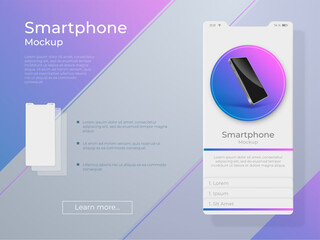 Aufkleber - 3D mobile phone. Telephone or smartphone. IT application. Website realistic mockup. Wireless communication. Device presentation banner. Gadget interface. UI design. Vector digital concept