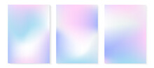 Y2k Aesthetic Holographic Gradient Background. Pearlescent Color Vector Poster. Holo Blur Wallpaper. Abstract Iridescent Pattern 2000s Style. Blue And Pink Mesh Texture. 00s Girlish Art Illustration