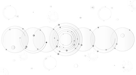 Abstract geometric background with a mesh of circles. Minimalist design, business background, scientific concept, technological solutions.Vector