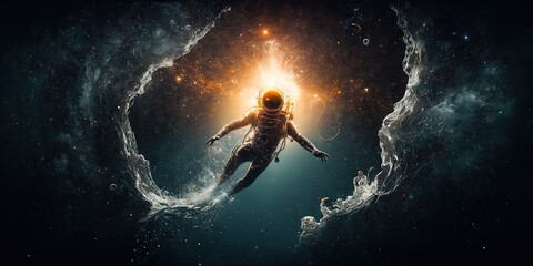Wall Mural - astronaut into deep space
