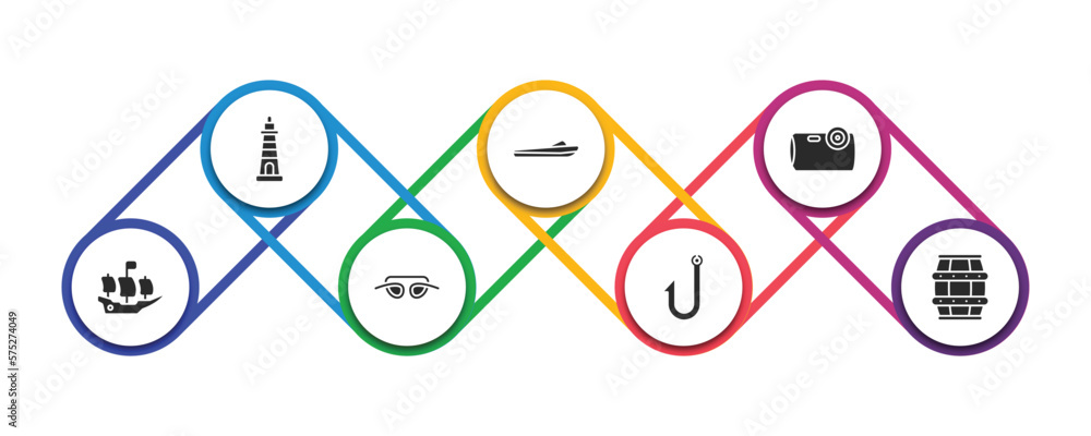 nautical filled icons with infographic template. glyph icons such as ...