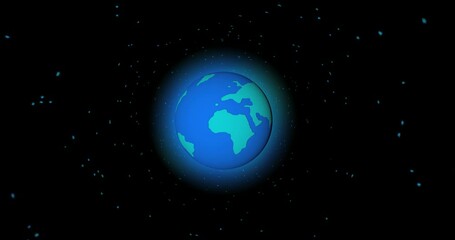 Wall Mural - Planet Earth 3D is spinning on a black background. The 3D planetary universe is close.