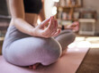 © J Bettencourt/peopleimages.com - Yoga, lotus hands and woman in meditation, zen fitness and training for mindfulness, spiritual healing and peace. Meditate, holistic workout and calm person with balance and wellness at home closeup