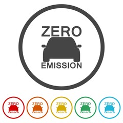 Poster - Zero emission icon Electric car logo icons in color circle buttons