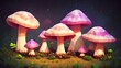 Mushrooms in low polygon style, generative AI