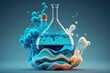 © The 2R Artificiality - Distillation is used to separate blue liquids for use in science classes. Generative AI