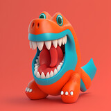 Fototapeta  - Uśmiechnięty tyranozaur zabawka, Smiling tyrannosaurus toy - AI Generated