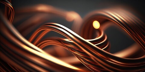 Close up image of golden brown copper wire, beautiful background