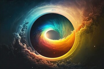 Wall Mural - Stunning rainbow in the Milky Way. Generative AI