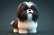 Cute shih tzu dog character. Generative AI