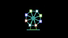 Ferris Wheel Or Nagordola Icon Loop Animation Video Transparent Background With Alpha Channel