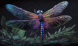 The translucent wings of a dragonfly as it hovers over a pond