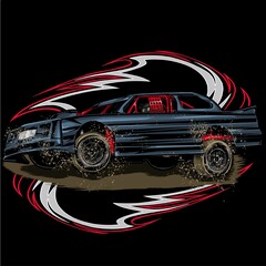 dirt racing splash illustration isolated in black background for poster, t-shirt, graphic design, business element, and card