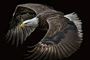 Canvas Print - the American Bald Eagle, in Flight. Generative AI