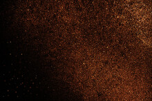 Black Orange Red Brown Shiny Glitter Abstract Background With Space For Design. Twinkling Glow Stars Effect. Fantastic, Fantasy. Like Outer Space, Night Sky, Universe. Rusty, Rough Surface, Grain.