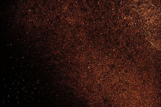 Wall Mural -  - Black dark orange red brown shiny glitter abstract background with space. Twinkling glow stars effect. Fantastic, fantasy. Like outer space, night sky, universe. Rusty, rough surface, grain.