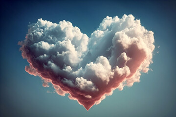 Wall Mural - Heart cloud concept love background, Generative AI