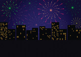 Fototapeta Miasto - fireworks in the dark night