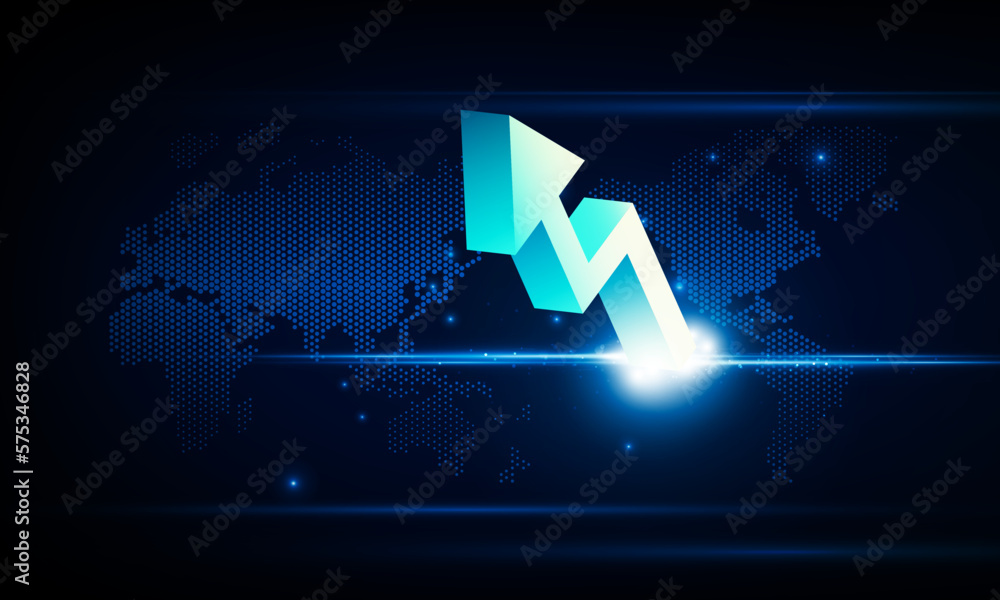 Financial chart with moving up arrow graph and world map in stock ...
