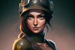 © patrick - Stylized female soldier game character, generative ai