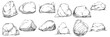 © yanushkov - Stone Monochrome sketch vector. Gravel And Pebble. Natural Rocky Slate Lump Engraving Template Hand Drawn In Retro Style Black And White Illustration