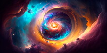 A Nebula With Vibrant Colors And Swirling Gases Generative AI