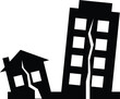 Earthquake icon on white background. Earthquake damaged to houses and building sign. Earthquake symbol. flat style.
