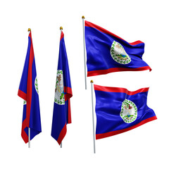 Wall Mural - 3d rendering central america belize flag fluttering and no fluttering