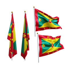 Wall Mural - 3d rendering north america grenada flag fluttering and no fluttering