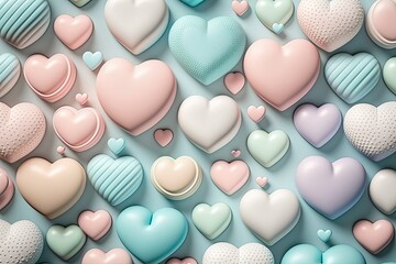 Wall Mural - A retro candy heart background in pastel colors. Generative AI