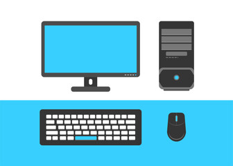 Wall Mural - computer desktop monitor keyboard mouse on a desk vector illustration