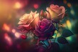 Generative AI illustration of Fantasy Rose Garden, A Romantic Bouquet of Roses