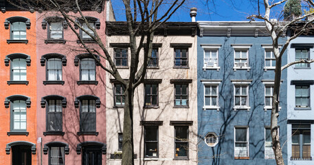 Wall Mural - Block of colorful old apartment buildings on 18th Street in the Gramercy Park neighborhood of New York City