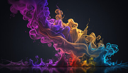 Wall Mural - multi-colored smoke on a black background. Generative AI