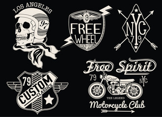 Poster - Set of vintage motorcycle labels, badges and design elements.Vector.