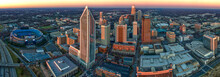 Charlotte NC Aerial Panorama Cityscape Golden Hour