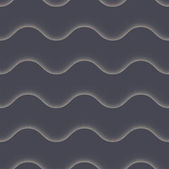 Smooth Wavy Lines Seamless Pattern Vector Dot Work Abstract Background. Curved Bent Soft Stripes Repetitive Subtle Texture. Rippled Structure Endless Graphic Grey Wallpaper. Half Tone Abstraction