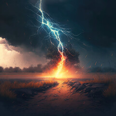 Wall Mural - lightning in the night