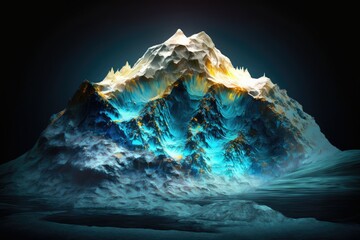 Wall Mural - Imaginary Snow Peak. Contextual Fiction. Imaginative Visualizations. True to Life Artwork. Creative Computer Generated Imagery for Video Games. Beauty of Nature. Generative AI