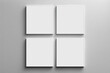 © ronglopez - Grid of 4 square blank canvases mockups hanging on a wall. Generative AI