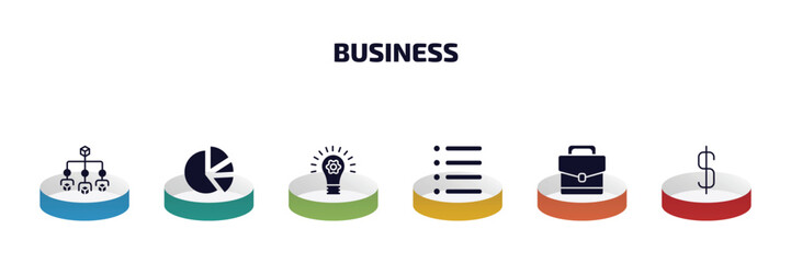 Wall Mural - business infographic element with filled icons and 6 step or option. business icons such as hierarch