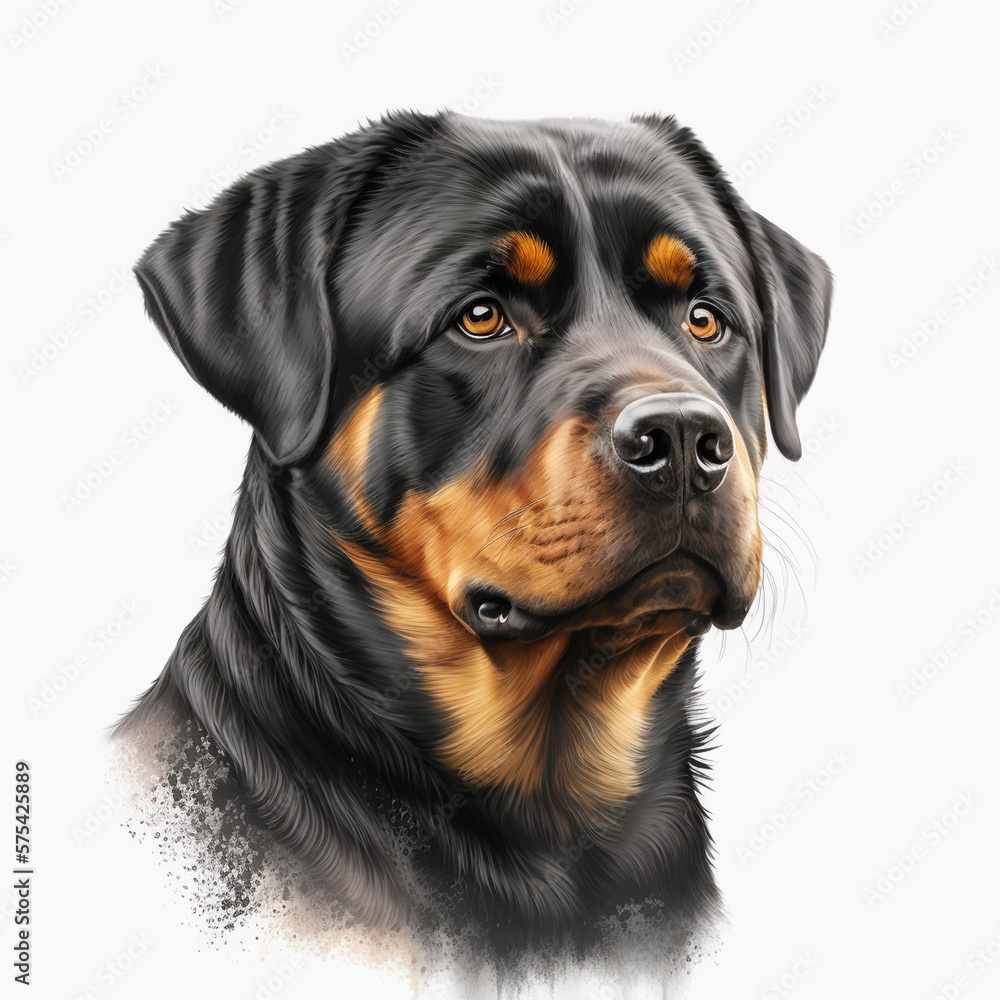 Realistic Rottweiler Realistic rottweiler on a white background, generative AI Stock ...