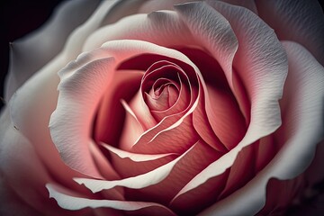 Poster - Macro photography of a pink rose. Generative AI