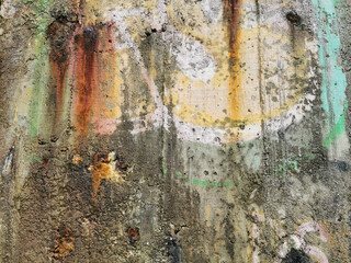 Textures. Cement wall wear on the edge of the sea. Art made by nature. Wear, algae, molluscs, lichens, wind and rain also make art.