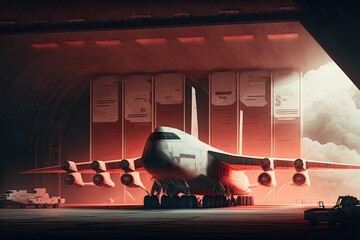 Sticker - U.S. military bombers loaded with explosives wait in a hanger at an airport base. Generative AI